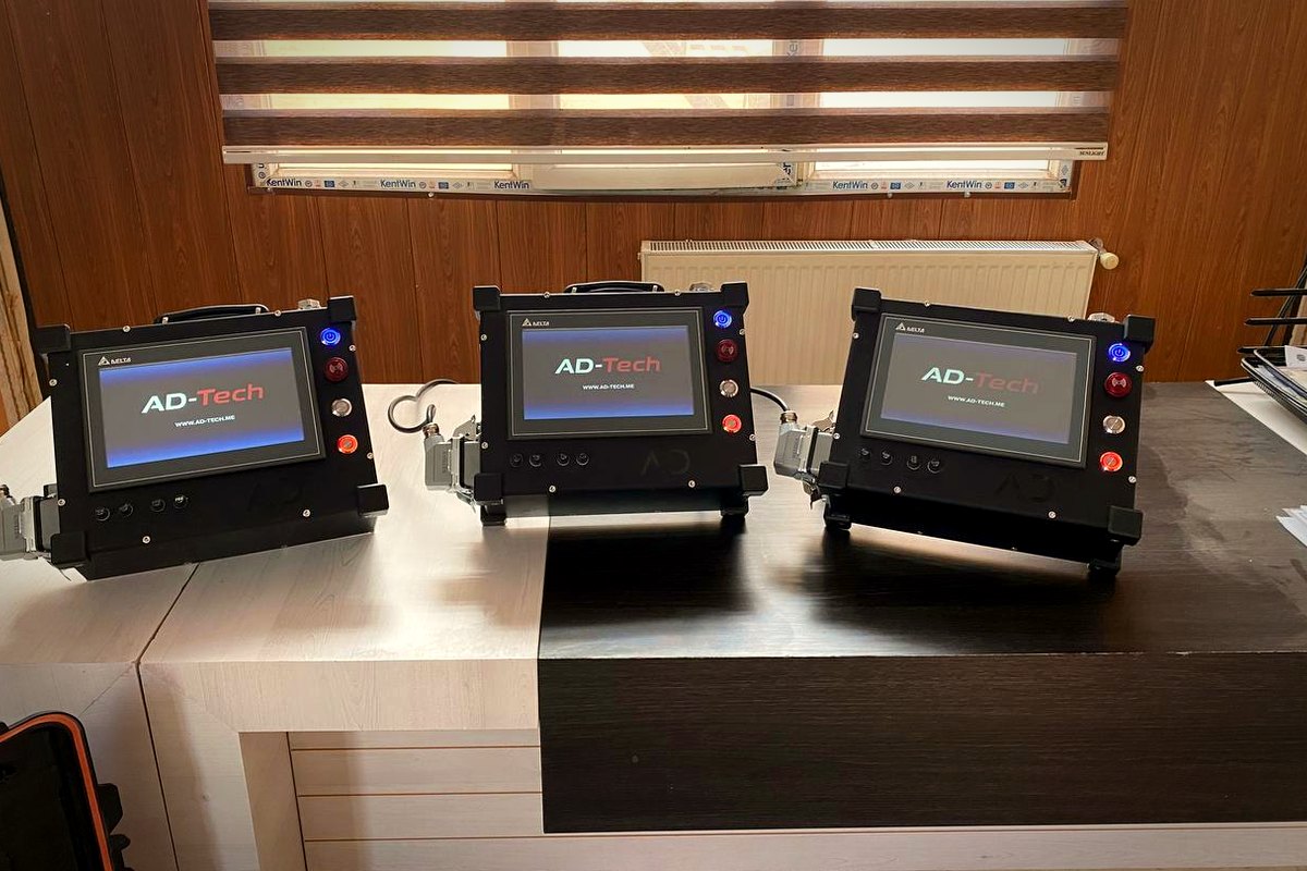 Three blowing units on final test; each touch display is powered up.